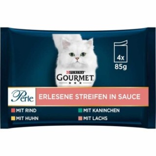 GOURMET Perle 4x85g Rind, Huhn, Kaninchen und Lachs