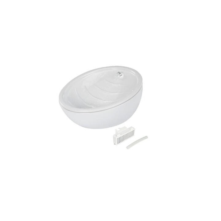 AniOne Keramik-Trinkbrunnen Waterfall weiß mit Ersatzfilter