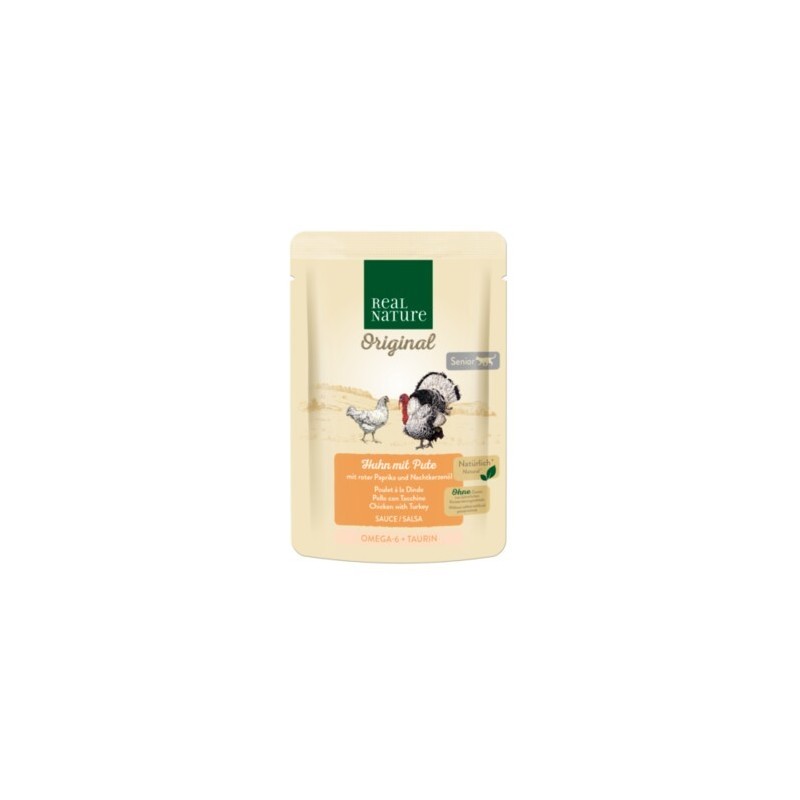 REAL NATURE Original Senior 12x85g Huhn mit Pute, roter Paprika und Nachtkerzenöl, in Sauce