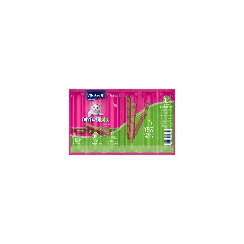 Vitakraft Cat-Stick 10x6 Stück Huhn und Katzengras