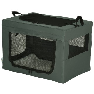 PawHut Hundetasche Hundebox mit Meshfenster und Kissen, Katzentransportbox Oxford Grau für Hunde bis 4 kg   Aosom.de
