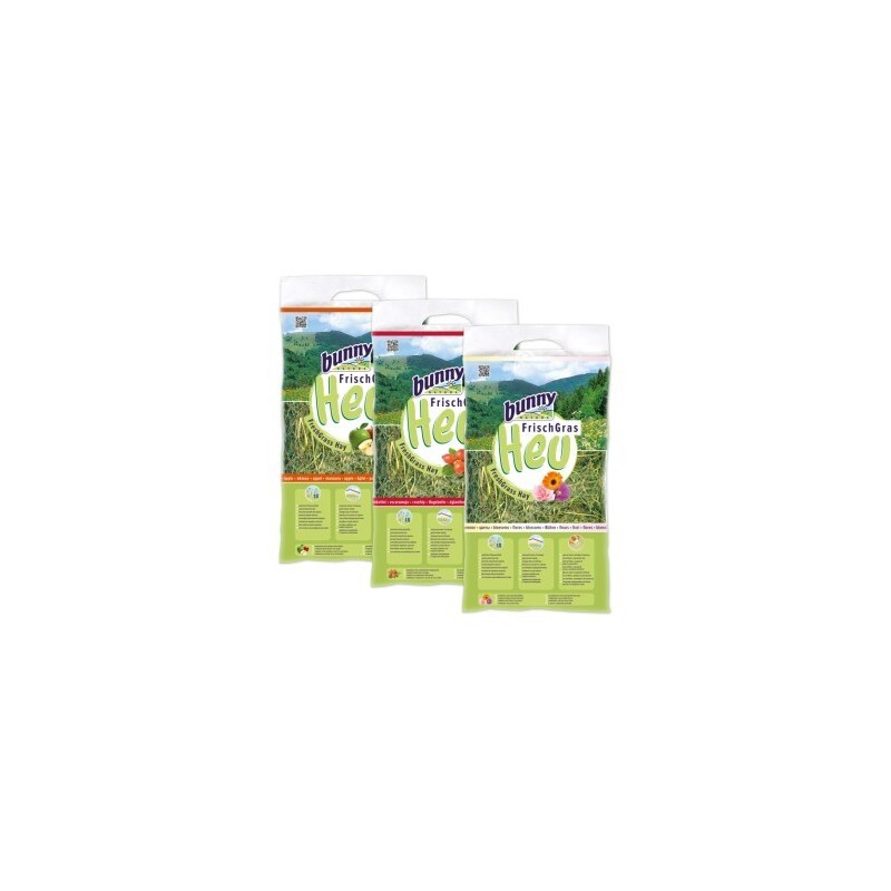 Bunny Frischgras-Heu Set 3x500g Apfel, Hagebutte und Blüten