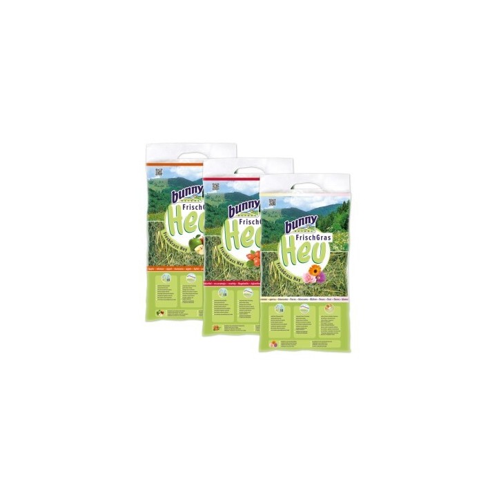 Bunny Frischgras-Heu Set 3x500g Apfel, Hagebutte und Blüten