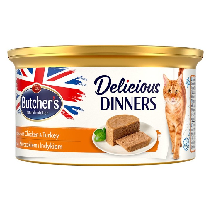 Butcher's Delicious Dinners Katze 24 x 85 g - Huhn & Truthahn