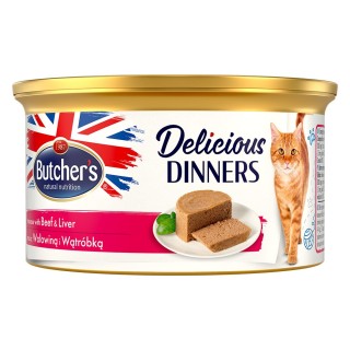 Butcher's Delicious Dinners Katze 24 x 85 g - Rindfleisch & Leber