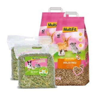 MultiFit 4er Set Holzstreu & Heu mit Kamille 11,5 kg