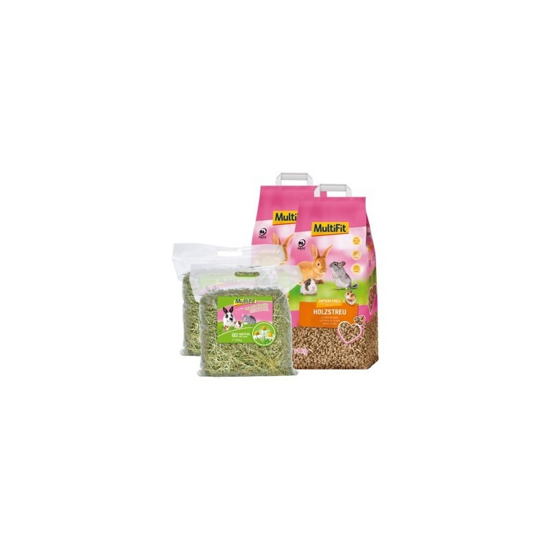 MultiFit 4er Set Holzstreu & Heu mit Kamille 11,5 kg