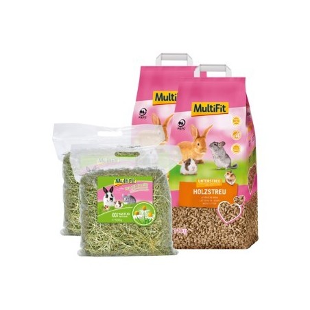 MultiFit 4er Set Holzstreu & Heu mit Kamille 11,5 kg
