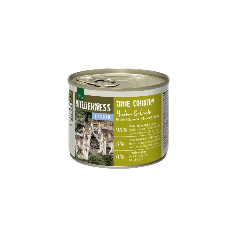 REAL NATURE WILDERNESS Nassfutter für Hunde Junior True Country, Huhn und Lachs 6x200 g