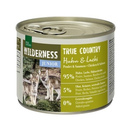 REAL NATURE WILDERNESS Nassfutter für Hunde Junior True Country, Huhn und Lachs 6x200 g