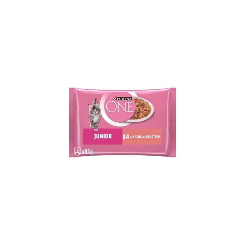 Purina ONE Junior Kittenfutter nass zarte Stückchen in Sauce Lachs 12x4x85 g