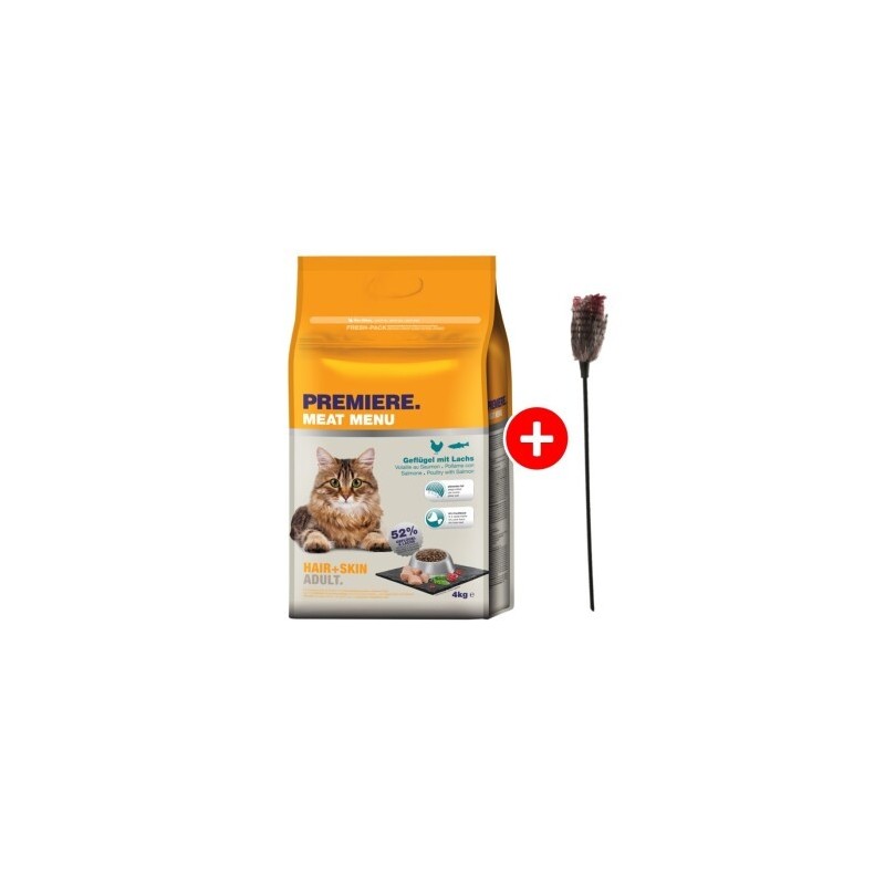 PREMIERE Hair and Skin Geflügel mit Lachs 4kg mit Gratis Katzenangel