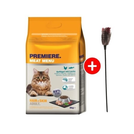 PREMIERE Hair and Skin Geflügel mit Lachs 4kg mit Gratis Katzenangel