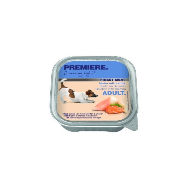 PREMIERE Finest Meat Nassfutter Hund Adult, Huhn mit Lachs 10x150 g