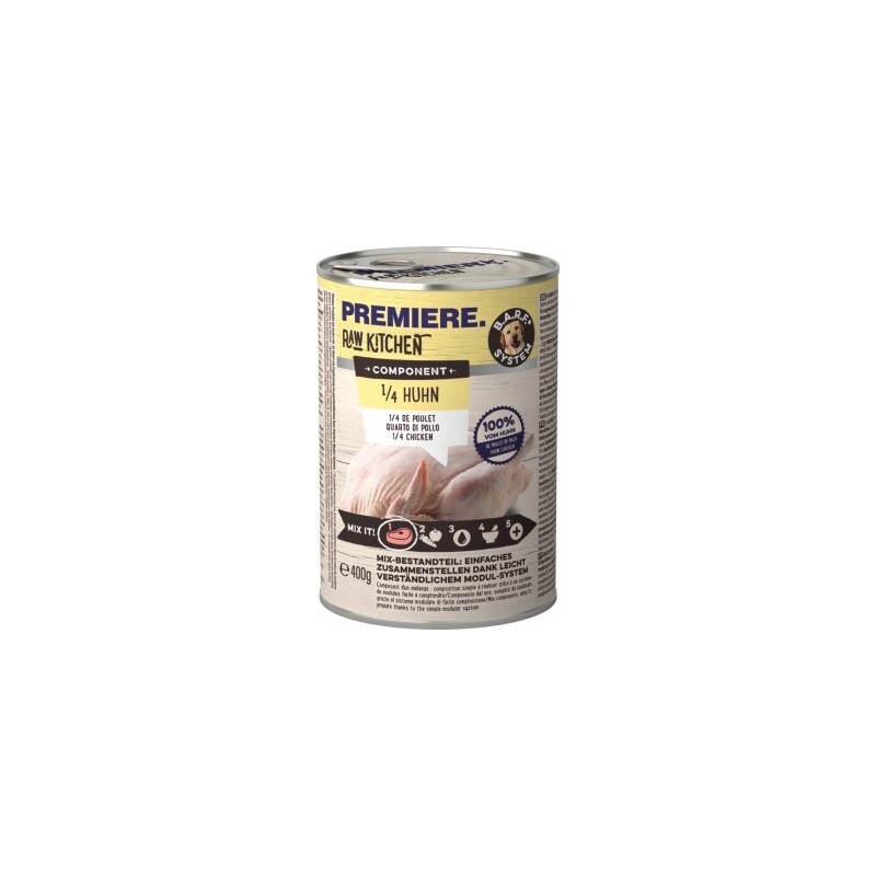 PREMIERE RAW KITCHEN Nassfutter Hund Adult Component, 1/4 Huhn 6x400 g