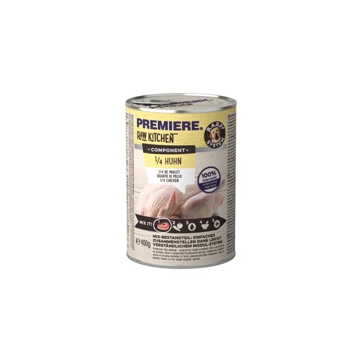 PREMIERE RAW KITCHEN Nassfutter Hund Adult Component, 1/4 Huhn 6x400 g