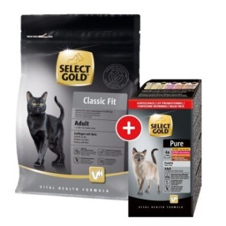 SELECT GOLD Adult Classic Fit Mischfütterungs-Set Classic Fit 400g + 6x85g Multipack Schale