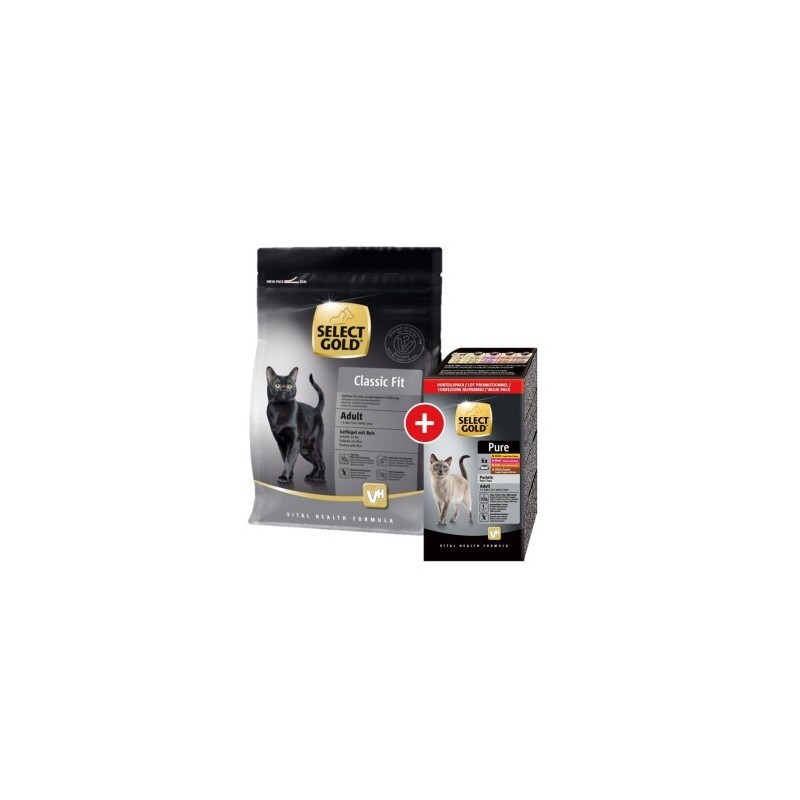 SELECT GOLD Adult Classic Fit Mischfütterungs-Set Classic Fit 400g + 6x85g Multipack Schale