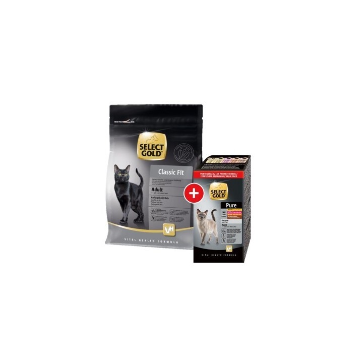 SELECT GOLD Adult Classic Fit Mischfütterungs-Set Classic Fit 400g + 6x85g Multipack Schale