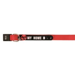 Josty Identitätshalsband für Katzen, Nylon, 12mm/33cm, rot, mit Namensschild