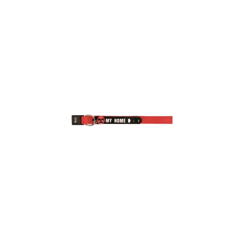 Josty Identitätshalsband für Katzen, Nylon, 12mm/33cm, rot, mit Namensschild
