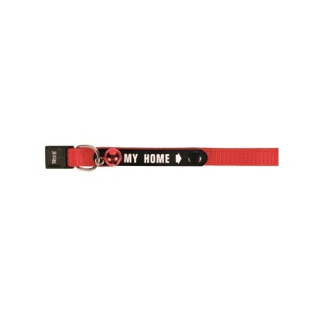 Josty Identitätshalsband für Katzen, Nylon, 12mm/33cm, rot, mit Namensschild