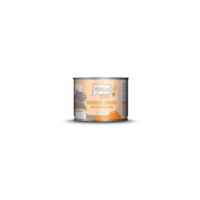 MjAMjAM Nassfutter Katze Adult, Blanchiert in Sauce 6x185 g Huhn & Kürbis