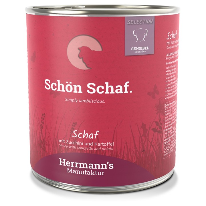 Herrmann´s Bio-Menü Sensitive 6 x 800 g - Schaf mit Bio-Zucchini und Bio-Kartoffeln
