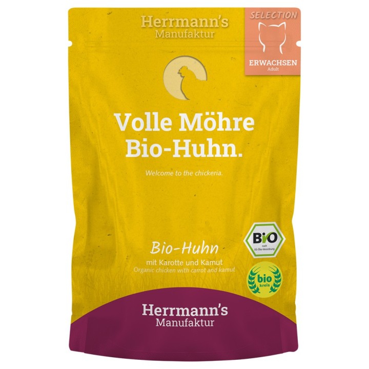 Sparpaket Herrmann's Bio-Selection 40 x 100 g - Bio-Huhn mit Bio-Karotte & Bio-Kamut