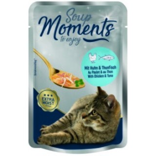 MOMENTS Soup Nassfutter Katze Adult, Huhn und Thunfisch 12x40 g