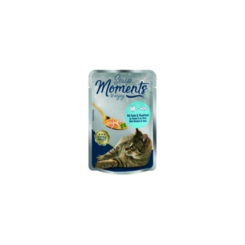 MOMENTS Soup Nassfutter Katze Adult, Huhn und Thunfisch 12x40 g
