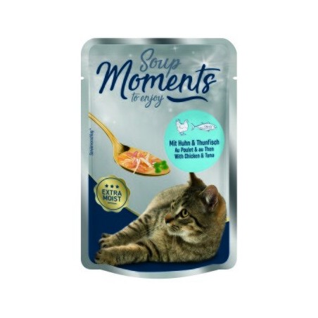 MOMENTS Soup Nassfutter Katze Adult, Huhn und Thunfisch 12x40 g