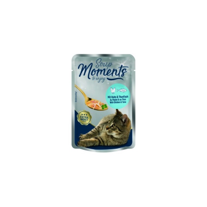 MOMENTS Soup Nassfutter Katze Adult, Huhn und Thunfisch 12x40 g