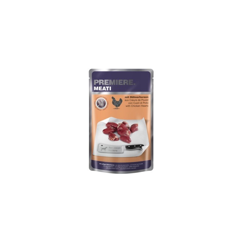 PREMIERE Meati Nassfutter Hund Adult, Hühnerherzen 5x500 g