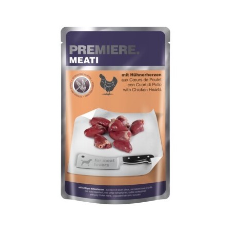 PREMIERE Meati Nassfutter Hund Adult, Hühnerherzen 5x500 g