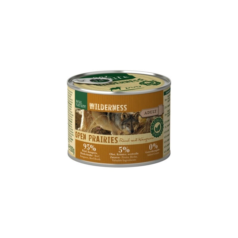 REAL NATURE WILDERNESS Adult Open Prairies, Rind mit Känguru 6x200 g