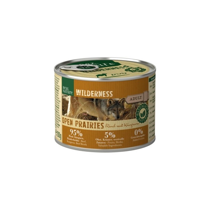 REAL NATURE WILDERNESS Adult Open Prairies, Rind mit Känguru 6x200 g
