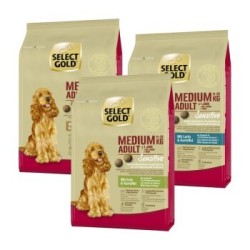 SELECT GOLD Sensitive Adult Medium Probierpaket 3x1kg Probierpaket 1, Lachs, Lamm, Ente