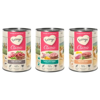 Feringa Classic Meat Menü 6 x 400 g  Mixpaket 2 (Kaninchen & Truthahn, Ente & Kalb, Lamm & Rind)