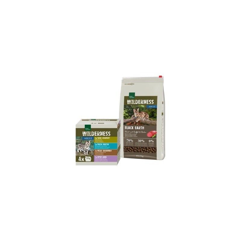 REAL NATURE WILDERNESS Adult Black Earth Mischfütterungs-Set Black Earth 2,5kg + 4x100g Multipack