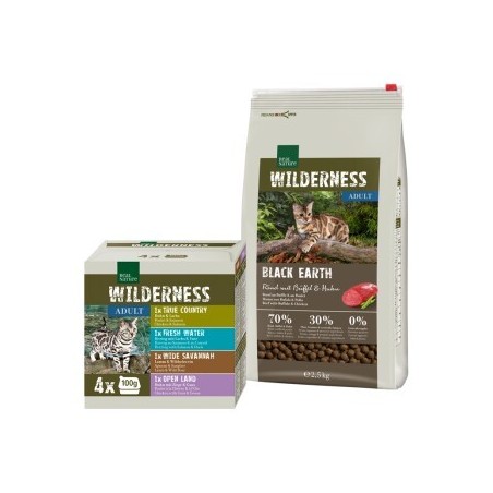 REAL NATURE WILDERNESS Adult Black Earth Mischfütterungs-Set Black Earth 2,5kg + 4x100g Multipack
