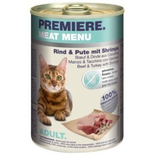 PREMIERE Meat Menu Adult Rind mit Pute und Shrimps 24x400 g