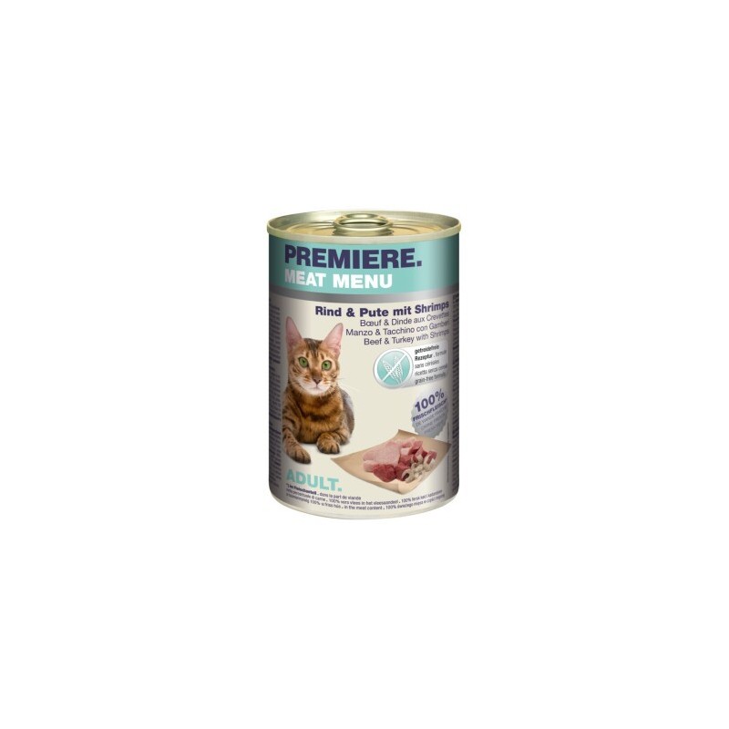 PREMIERE Meat Menu Adult Rind mit Pute und Shrimps 24x400 g