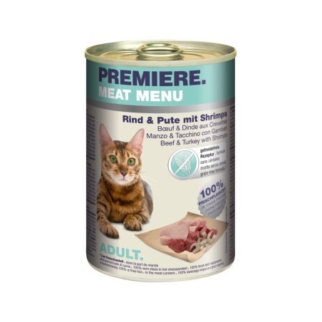 PREMIERE Meat Menu Adult Rind mit Pute und Shrimps 24x400 g