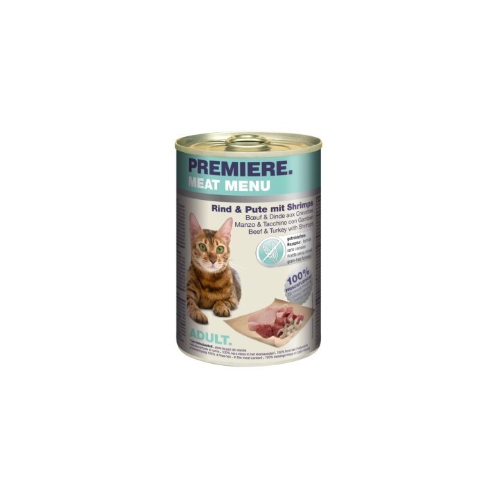 PREMIERE Meat Menu Adult Rind mit Pute und Shrimps 24x400 g