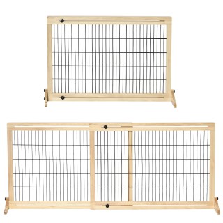 PawHut Hundegitter Tür 2er Set 104-183L x 36B x 69H cm aus Kiefernholz, freistehend & flexibel, stabil für Treppen & Türen in
