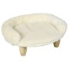 PawHut Gemütliches Haustiersofa Erhöhtes Design Hundecouch Katzensofa Flanell Creme 47x40x20cm mit Holzbeinen für Haustiere