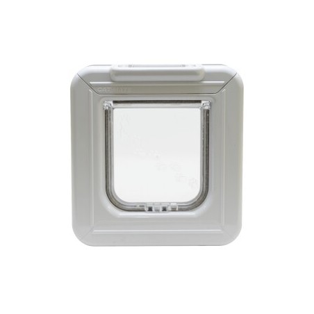 Cat Mate Elite Mikrochip-Katzenklappe mit 4-Wege-Verriegelung und Timer, Weiß (355W)