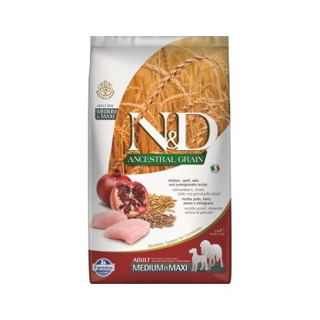 N&D Farmina Ancestral Grain Adult Medium/Maxi Huhn, Dinkel und Granatapfel 2,5 kg