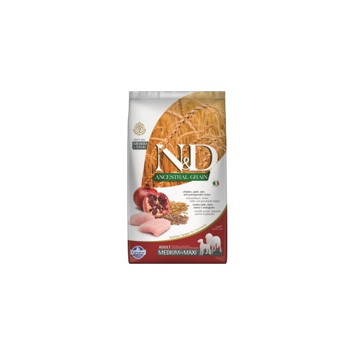 N&D Farmina Ancestral Grain Adult Medium/Maxi Huhn, Dinkel und Granatapfel 2,5 kg